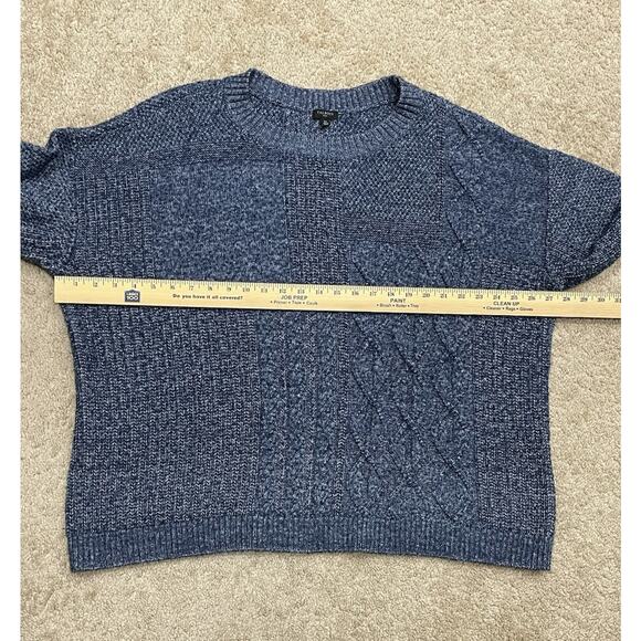 Talbots Plus Size 3X Sweater Womens Marled Cable Knit Pullover Blue Patchwork - Picture 3 of 7